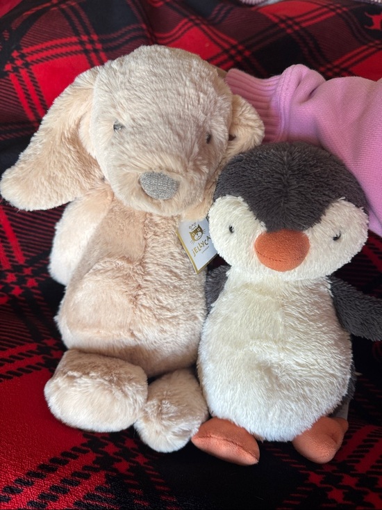 Jellycat Accessories - Jellycat Luxe Puppy Orlando + Peanut Penguin Medium Bundle